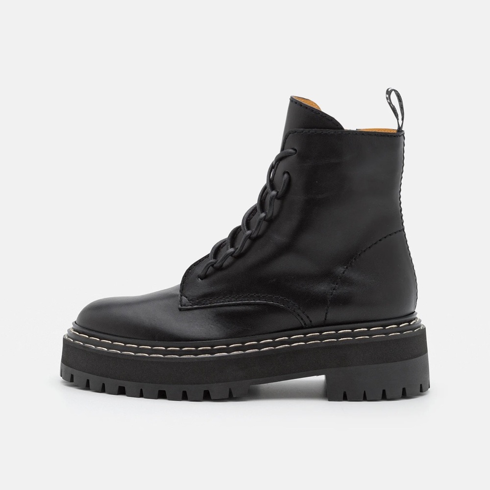 Proenza Schouler Black Combat Ankle Boots lace up 39
